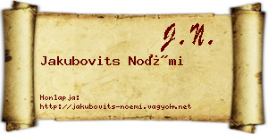 Jakubovits Noémi névjegykártya